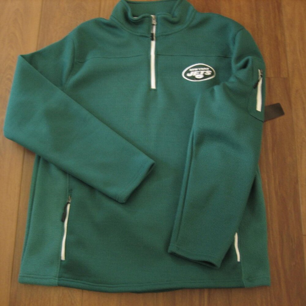 NY Jets NFL Zipper Pullover w/ Pockets Team Apparel XL NEW w/TAGS Fleece Lined
